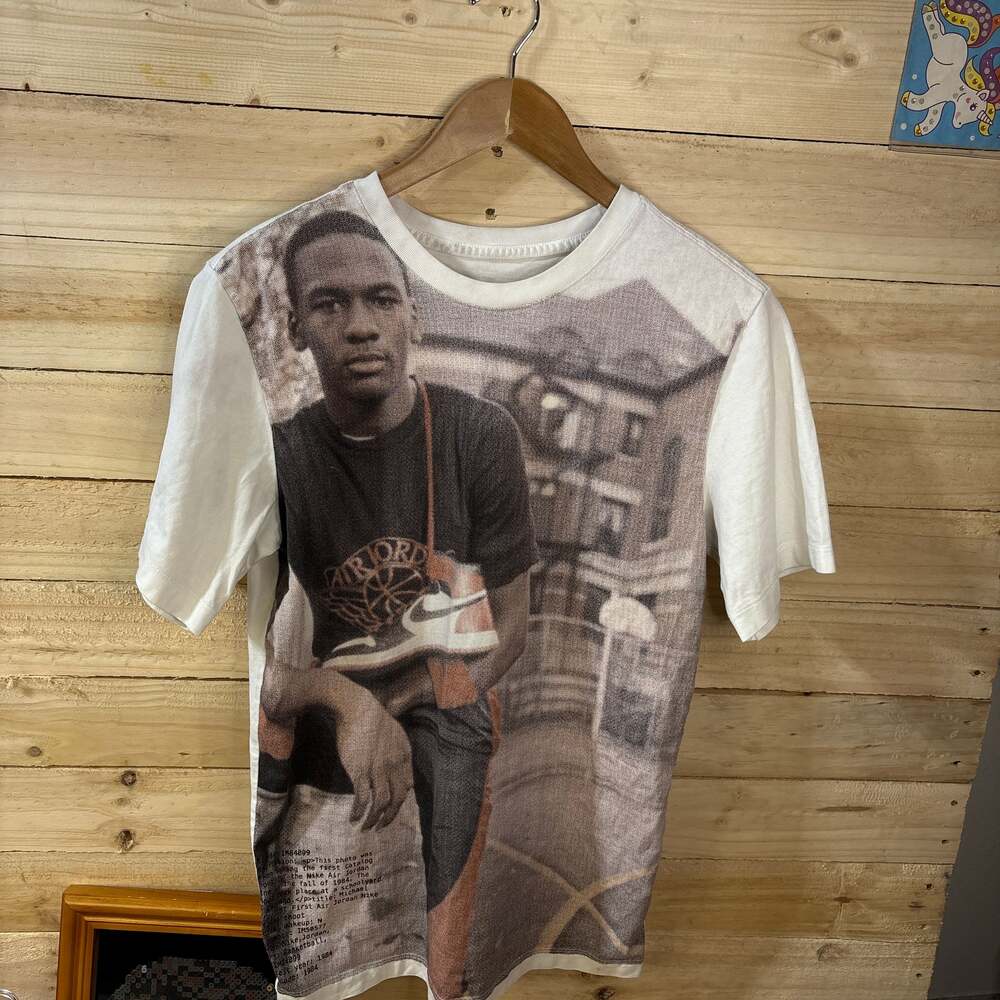 Jordan Brand Nike Michael Jordan 1984 All Over Print Schoolyard Photo T-Shirt